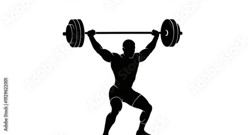 Muscular man lifting heavy barbell in dynamic exercise