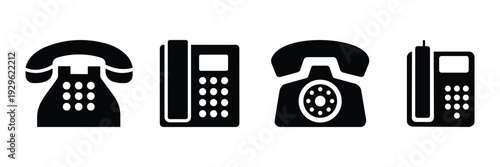 Phone and Contact Icon Set – Mobile, Telephone, Call, Chat Bubble Vector Symbols