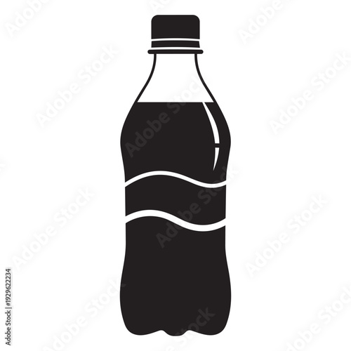 Simple black plastic soda bottle illustration