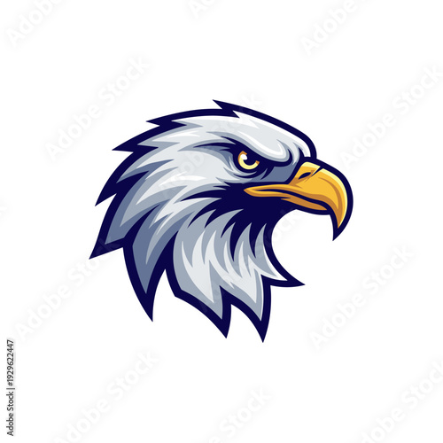 Fierce bald eagle head mascot illustration looking forward