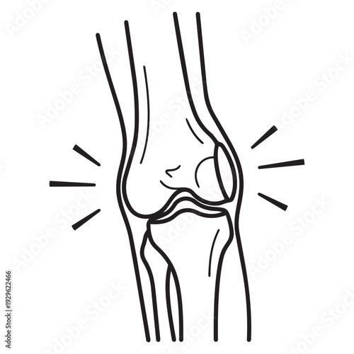 Simple line drawing of a knee joint with pain