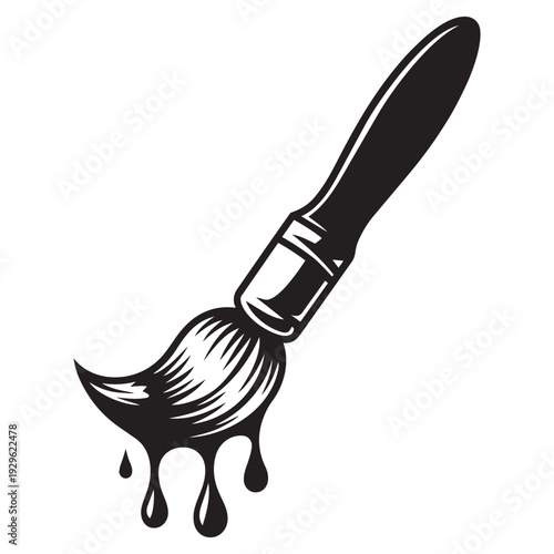 Artistic paintbrush with dripping ink