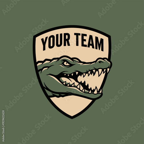 Crocodile Head Logo Design Emblem Icon.