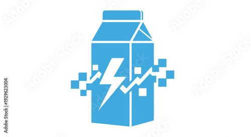 Electric blue milk carton logo symbol.