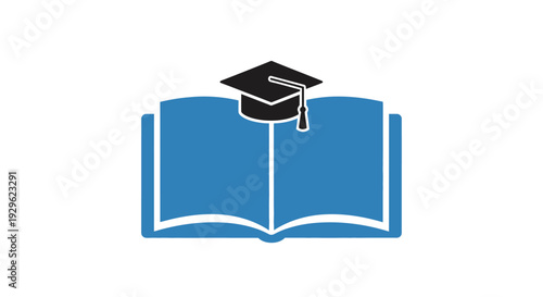 Graduation Cap on Open Book Icon.