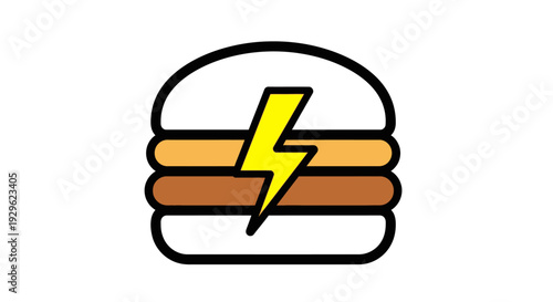 Hamburger with yellow lightning bolt icon.