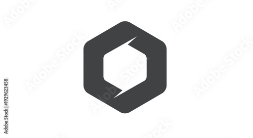 Hexagon shape with inner cutout.