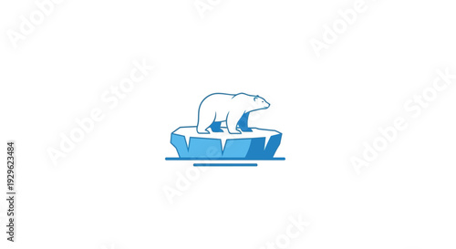 Iceberg melting in blue ocean.