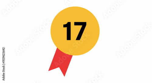 Number Seventeen on Yellow Badge.