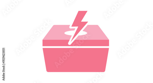 Pink Battery with Lightning Bolt Symbol.