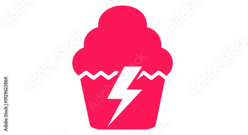 Pink Cupcake With Lightning Bolt Icon.