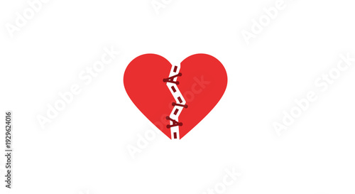 Red heart with broken chain.
