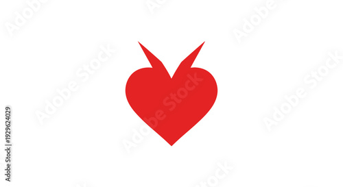 Red heart with two pointed ends.