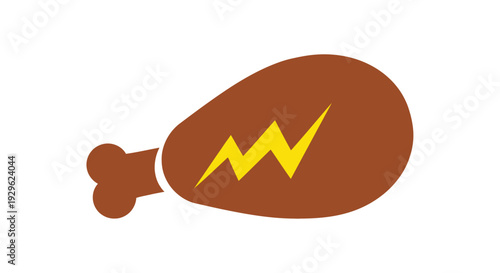 Roasted Chicken Leg Meat Icon Illustration.