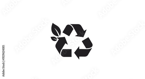 Recycling Symbol with Leaves Eco Friendly.