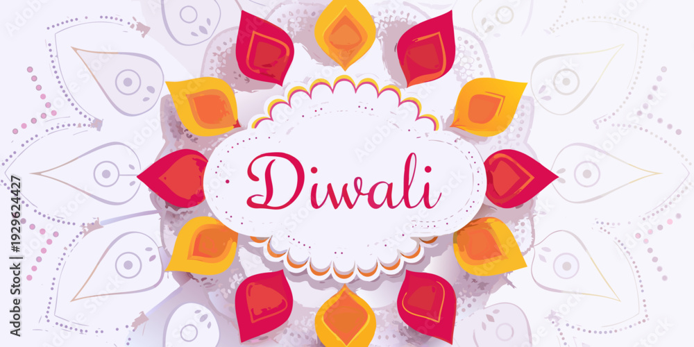 Fototapeta premium A vibrant diwali mandala design with the word diwali centered within