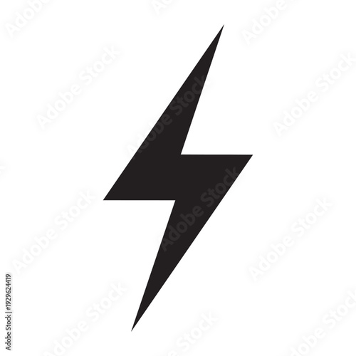Black lightning bolt icon isolated on white background symbol art