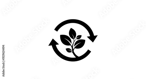 Recycling Symbol with Sprouting Plant Inside.