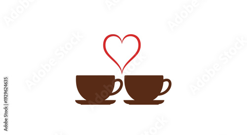 Two Brown Coffee Cups Together.