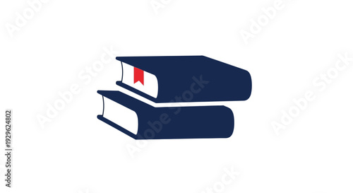 Two stacked books with one bookmark.