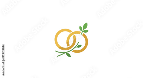 Wedding Rings with Green Leaves Decoration.