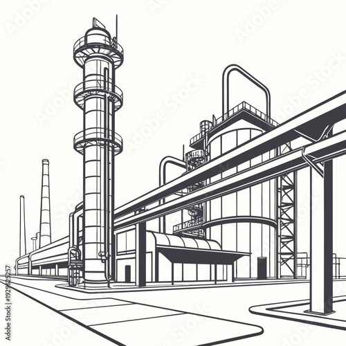 Hyper detailed of an oil processing plant industrial