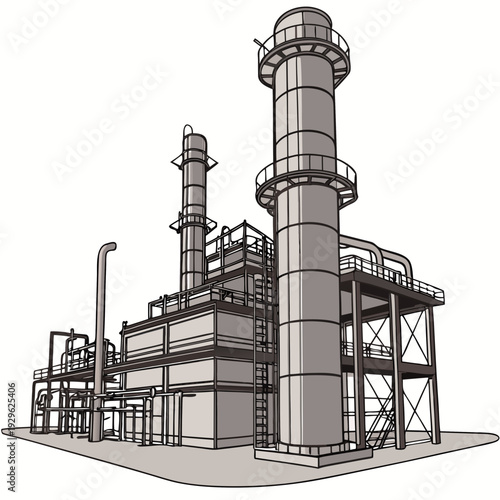 Detailed of a petroleum refinery complex industrial complex