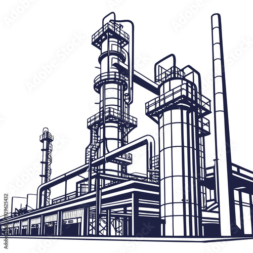 Cinematic of a petroleum refinery plant industrial plant