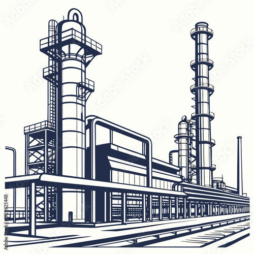 Cinematic of a petroleum refinery plant industrial plant 1