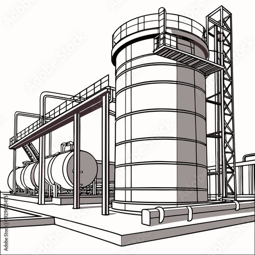 Detailed of a chemical refinery yard industrial chemical plant