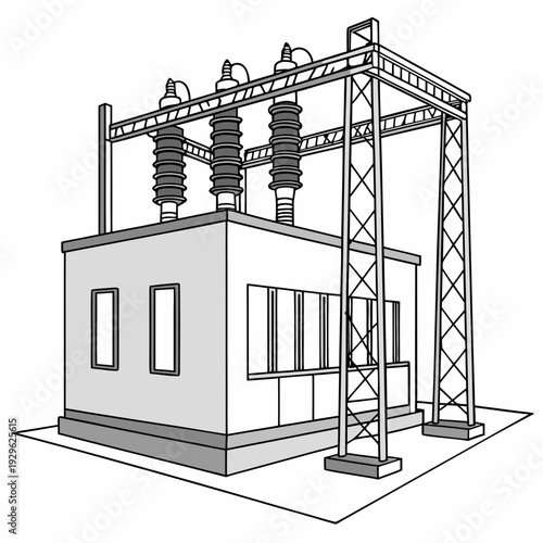 Of a transformer station with electrical insulators and metal structure