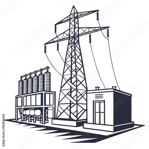 Voltage power transmission tower and substation electricity