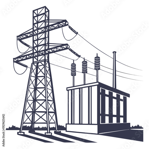 Voltage power transmission tower and substation electricity 1