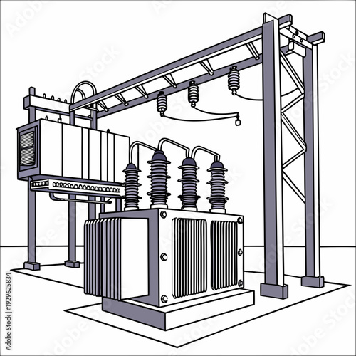 Detailed of an electrical transformer station industrial