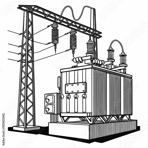 Detailed of an electrical transformer station power station