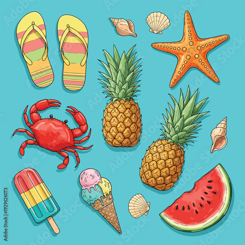 Summer Vacation Beach Elements Collection.