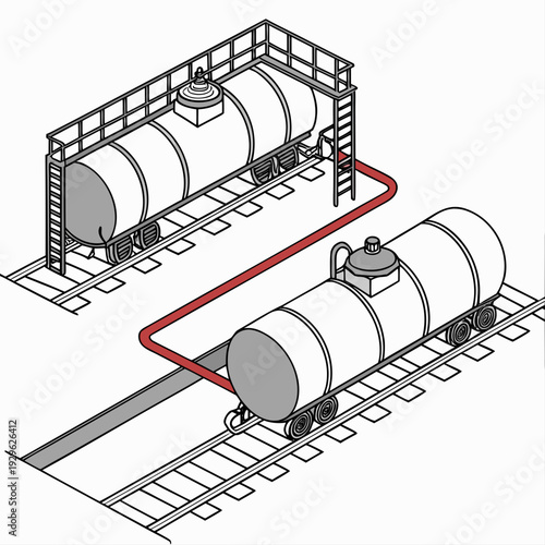 Industrial rail yard with oil storage tanks and pipeline