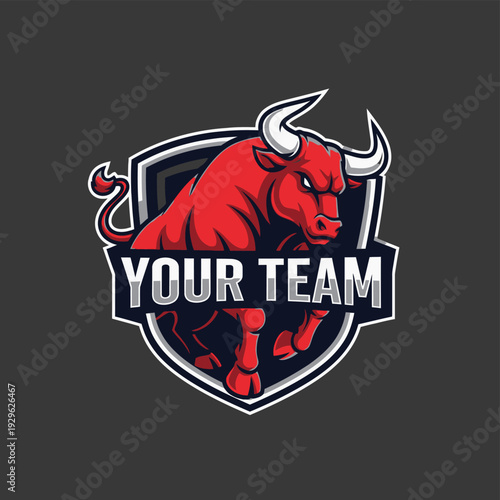 Red Bull Mascot Logo Design Element.