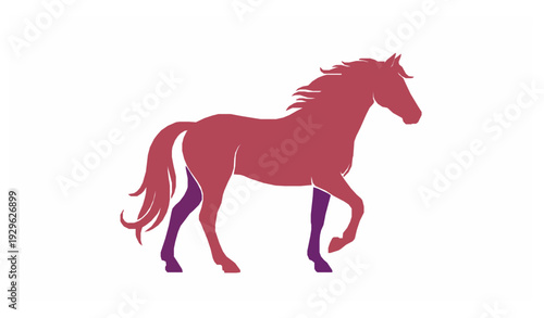 Horse side profile silhouette minimalist vector illustration sunset mood animal design isolated on white