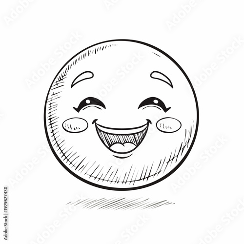 Hand drawn smiling face with winking eyes and cheerful expression.