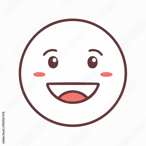 Happy cartoon face with blushing cheeks and smiling expression.