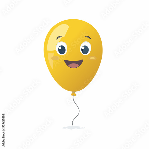 A yellow balloon with a smiling face and a string tied to its knot.