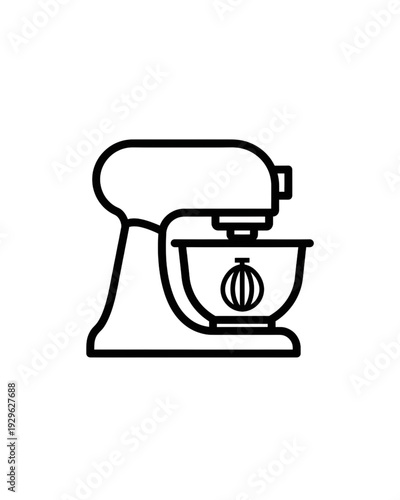 Minimalist stand mixer line art icon for culinary and baking design.