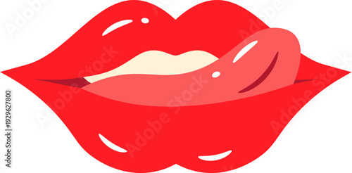 Seductive Red Lips with Playful Tongue Expression