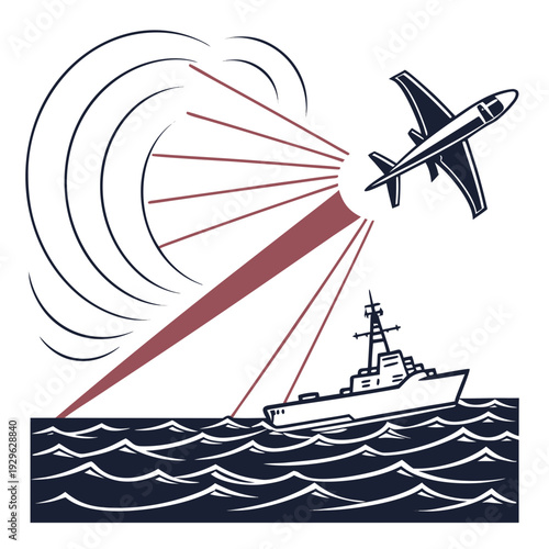 Guided missile launch from warship tracked by aircraft