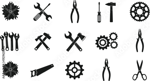 Professional police officer vector set with black and white silhouettes of law enforcement for security and public safety service design