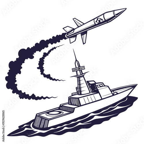 Navy warship launching anti ship missile anti-ship missile