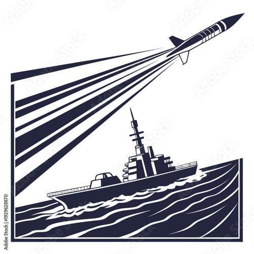 Navy warship launching guided missile