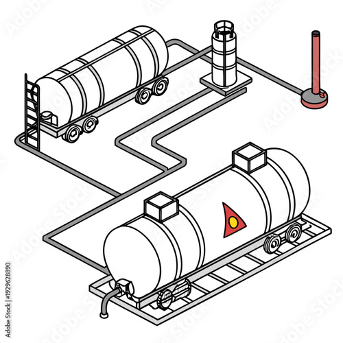 Industrial fuel transport hub with pipeline and storage tanks