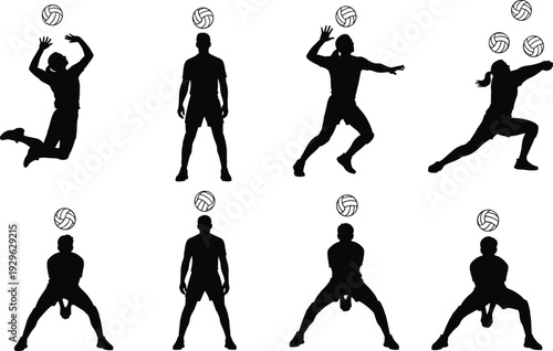 Professional plumber vector set with black and white silhouettes of maintenance workers fixing pipes and valves for industrial plumbing design